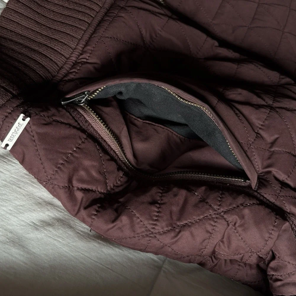 PrAna Diva Bomber Quilted Sherpa Lined Jacket Womens S Brown Wood Outdoor GORP - Picture 5 of 16